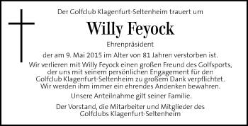 Traueranzeige von Willy Feyock von Kleine Zeitung