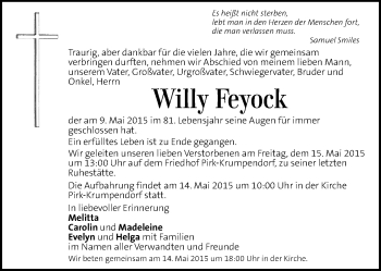 Traueranzeige von Willy Feyock von Kleine Zeitung