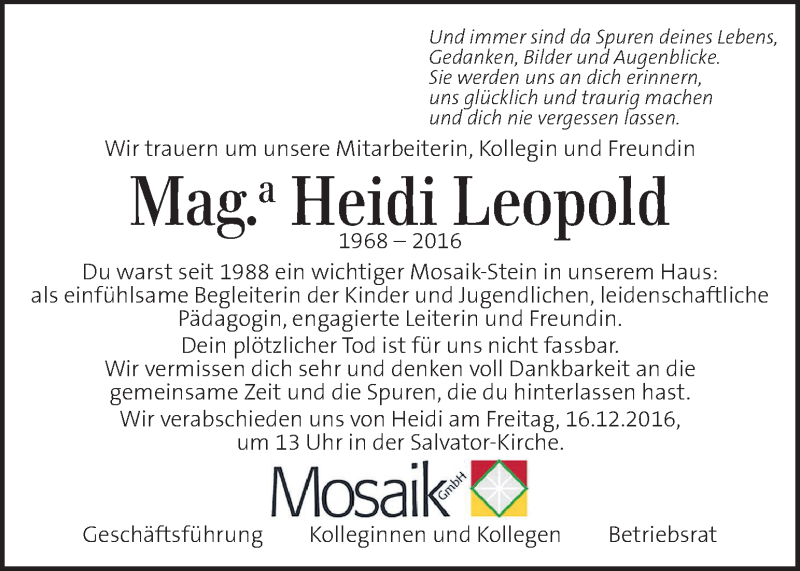 Traueranzeigen Von Heidi Leopold Trauer Kleinezeitung At