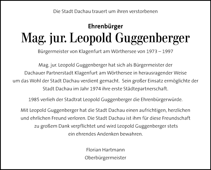  Traueranzeige für Leopold Guggenberger vom 25.02.2017 aus Kleine Zeitung