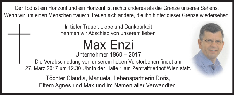  Traueranzeige für Max Enzi vom 24.03.2017 aus Kleine Zeitung