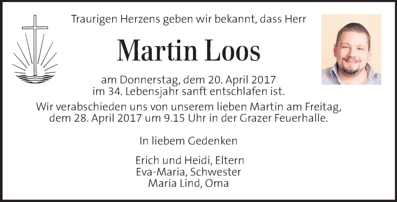  Traueranzeige für Martin Loos vom 27.04.2017 aus Kleine Zeitung