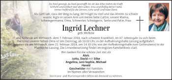 Traueranzeigen Von Ingrid Lechner Trauer Kleinezeitung At