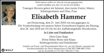 Traueranzeigen Von Elisabeth Hammer Trauer Kleinezeitung At