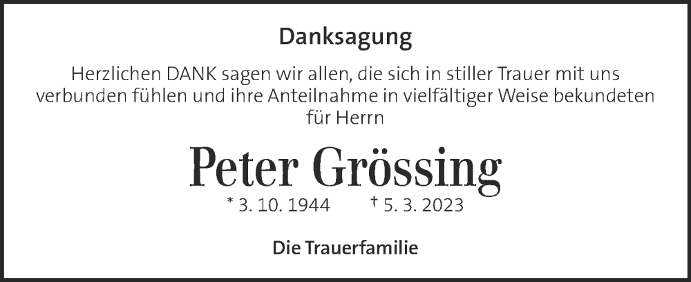 Traueranzeigen Von Peter Gr Ssing Trauer Kleinezeitung At