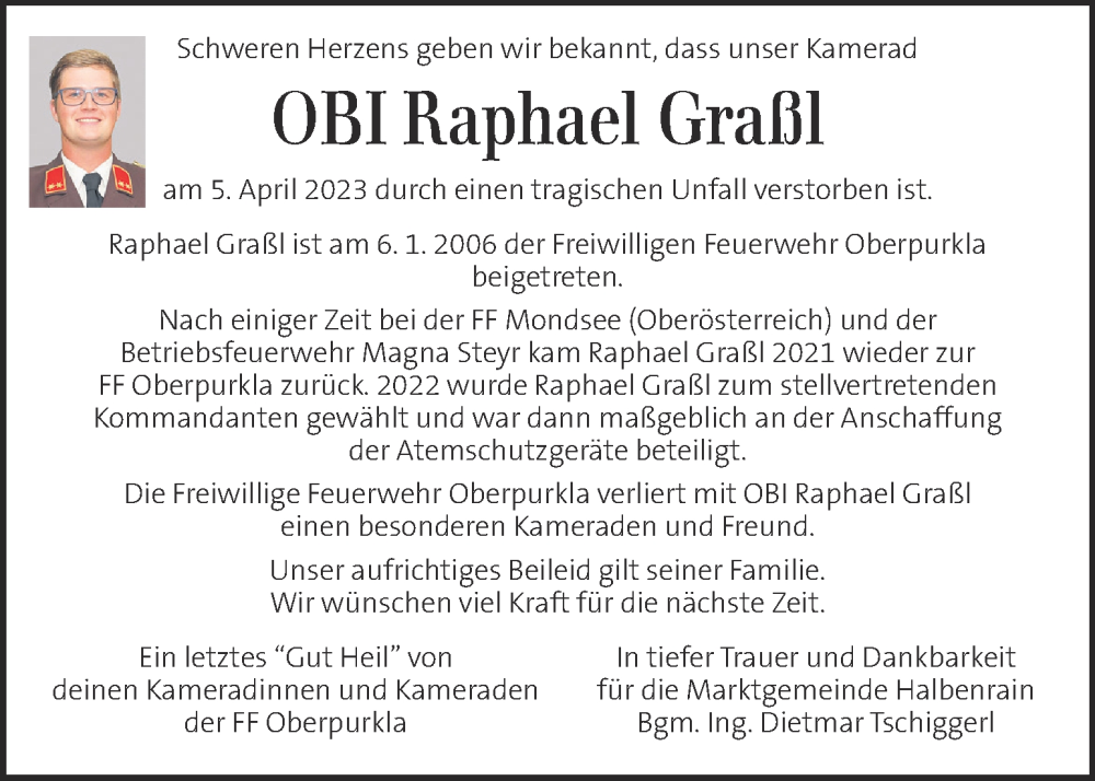 Traueranzeigen Von Raphael Gra L Trauer Kleinezeitung At