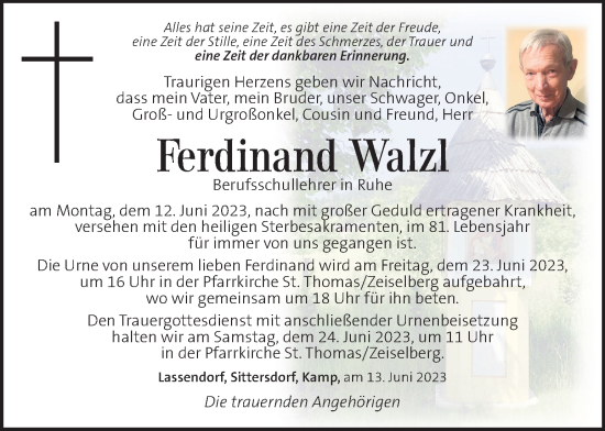 Traueranzeigen Von Ferdinand Walzl Trauer Kleinezeitung At