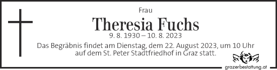 Traueranzeigen Von Theresia Fuchs Trauer Kleinezeitung At