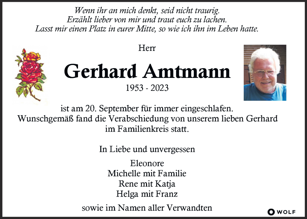 Traueranzeigen Von Gerhard Amtmann Trauer Kleinezeitung At