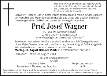 Traueranzeige von Josef Wagner von Kleine Zeitung