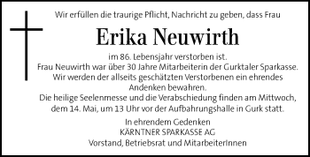 Traueranzeige von Erika Neuwirth von Kleine Zeitung