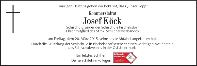  Traueranzeige für Josef Köck vom 22.03.2015 aus Kleine Zeitung