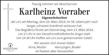 Traueranzeige von Karlheinz Vorraber von Kleine Zeitung