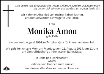 Traueranzeige von Monika Amon von Kleine Zeitung