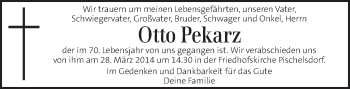 Traueranzeige von Otto  Pekarz von Kleine Zeitung