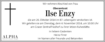 Traueranzeige von Ilse Enzy von Kleine Zeitung