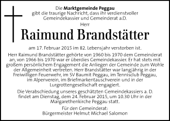 Traueranzeige von Raimund Brandstätter von Kleine Zeitung