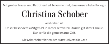 Traueranzeige von Christina Schober von Kleine Zeitung