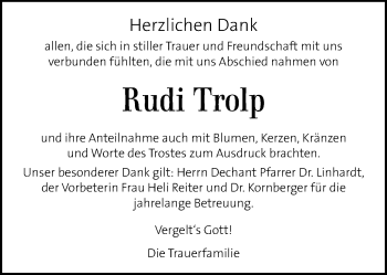 Traueranzeige von Rudi Trolp von Kleine Zeitung