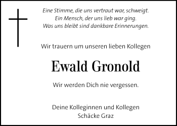 Traueranzeige von Ewald Gronold von Kleine Zeitung