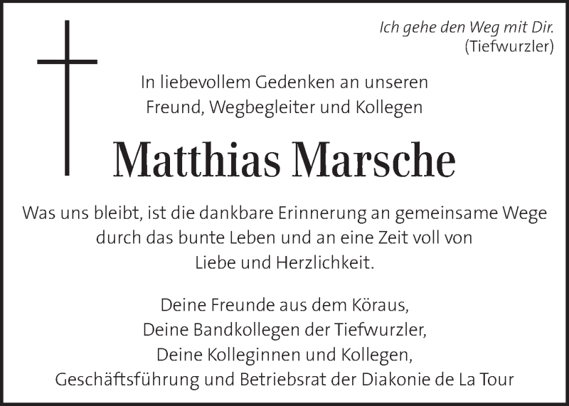  Traueranzeige für Matthias Marsche vom 27.03.2015 aus Kleine Zeitung