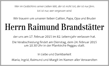 Traueranzeige von Raimund Brandstätter von Kleine Zeitung