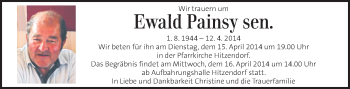 Traueranzeige von Ewald Painsy von Kleine Zeitung