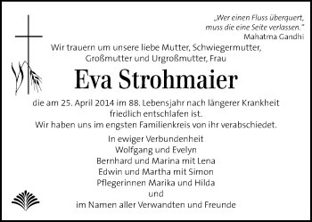 Traueranzeige von Eva Strohmaier von Kleine Zeitung