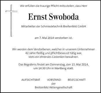 Traueranzeige von Ernst Swoboda von Kleine Zeitung