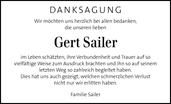 Traueranzeige von Gert Sailer von Kleine Zeitung