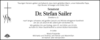 Traueranzeige von Stefan Sailer von Kleine Zeitung