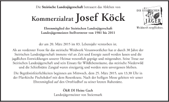 Traueranzeige von Josef Köck von Kleine Zeitung