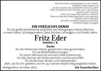 Traueranzeige von Fritz Eder von Kleine Zeitung