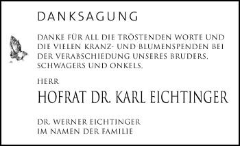 Traueranzeige von Karl Eichtinger von Kleine Zeitung