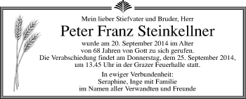 Traueranzeige von Peter Franz Steinkellner von Kleine Zeitung