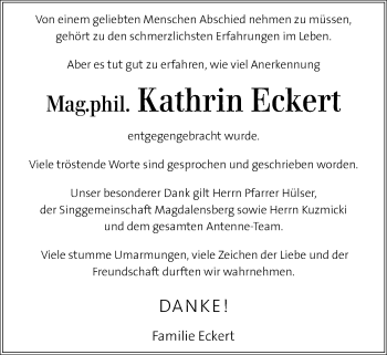 Traueranzeige von Kathrin Eckert von Kleine Zeitung