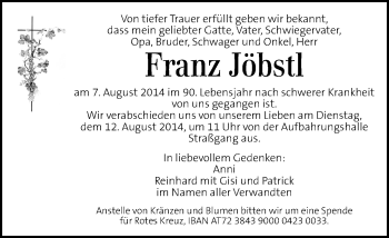 Traueranzeige von Franz Jöbstl von Kleine Zeitung