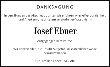 Traueranzeige von Josef Ebner von Kleine Zeitung