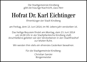 Traueranzeige von Karl Eichtinger von Kleine Zeitung