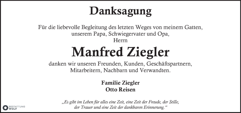  Traueranzeige für Manfred Ziegler vom 11.10.2015 aus Kleine Zeitung