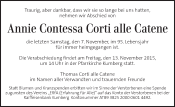 Traueranzeige von Annie Contessa Corti alle Catene von Kleine Zeitung