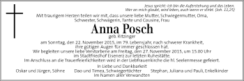 Traueranzeige von Anna Posch von Kleine Zeitung