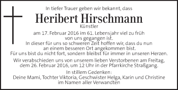 Traueranzeige von Heribert Hirschmann von Kleine Zeitung