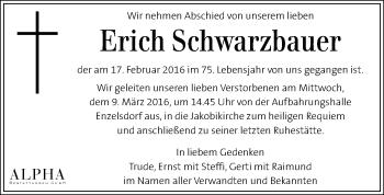 Traueranzeige von Erich Schwarzbauer von Kleine Zeitung