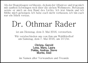 Traueranzeige von Othmar Rader von Kleine Zeitung