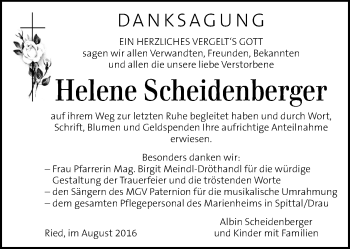 Traueranzeige von Helene Scheidenberger von Kleine Zeitung