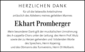 Traueranzeige von Ekhart Promberger von Kleine Zeitung