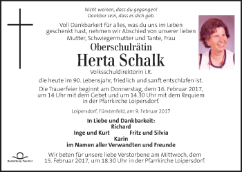 Traueranzeige von Herta Schalk von Kleine Zeitung