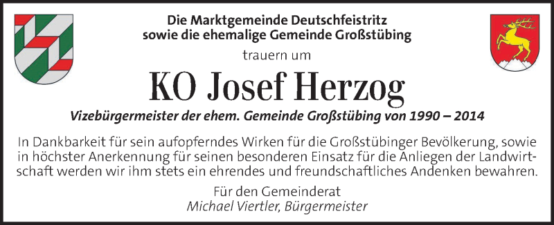  Traueranzeige für Josef Herzog vom 16.02.2017 aus Kleine Zeitung