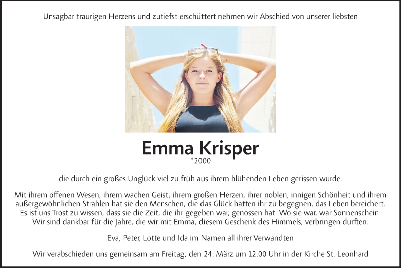  Traueranzeige für Emma Krisper vom 17.03.2017 aus Kleine Zeitung